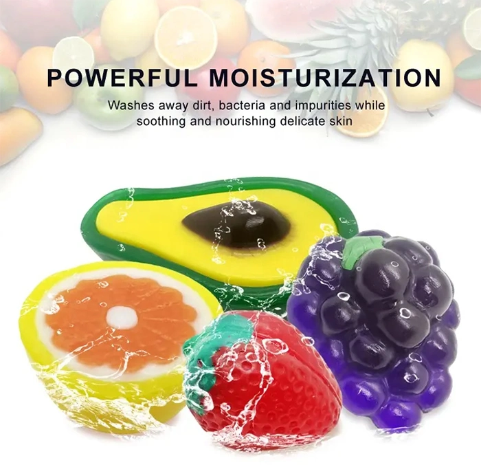 Hot Selling Mini Oil Soap Custom Models Children′ S Handmade DIY Fruit Shape Handmade Soap Display Packing Natural Fruit Shape Soap for Shop Sale